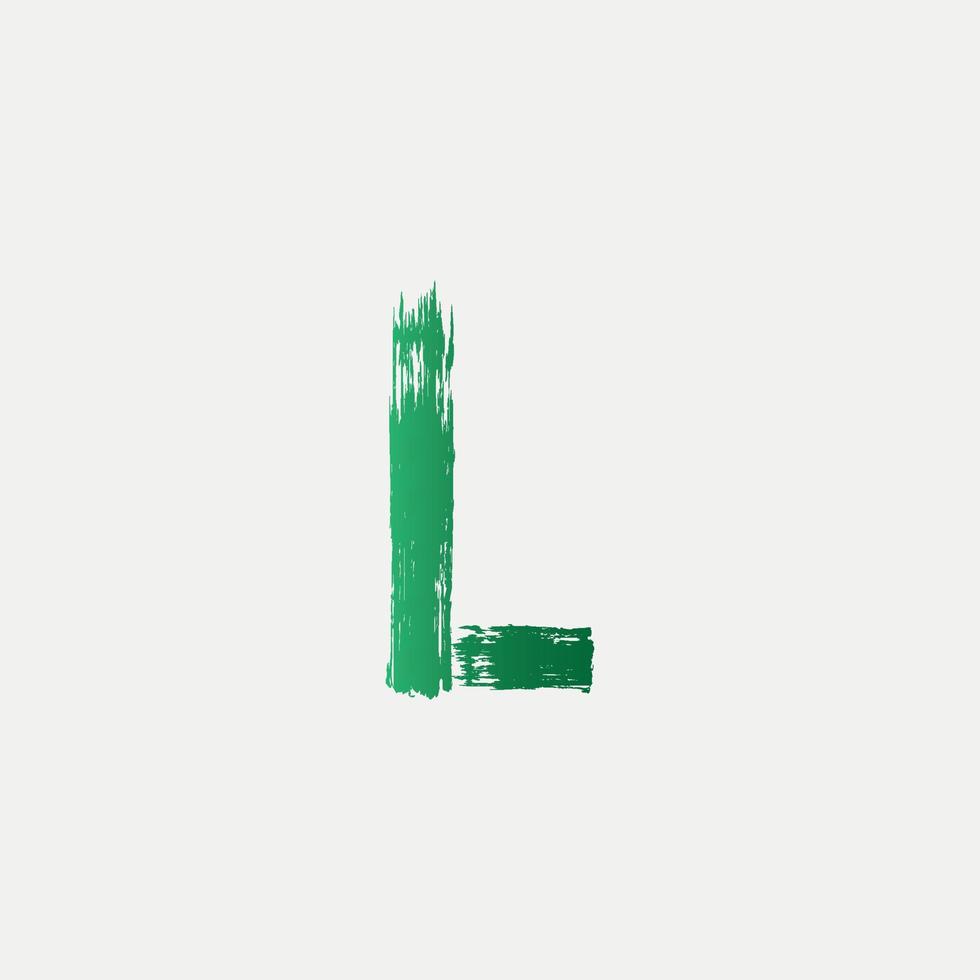 Green L Brushed Letter Logo. Brush Letters design with Brush stroke design. free vector