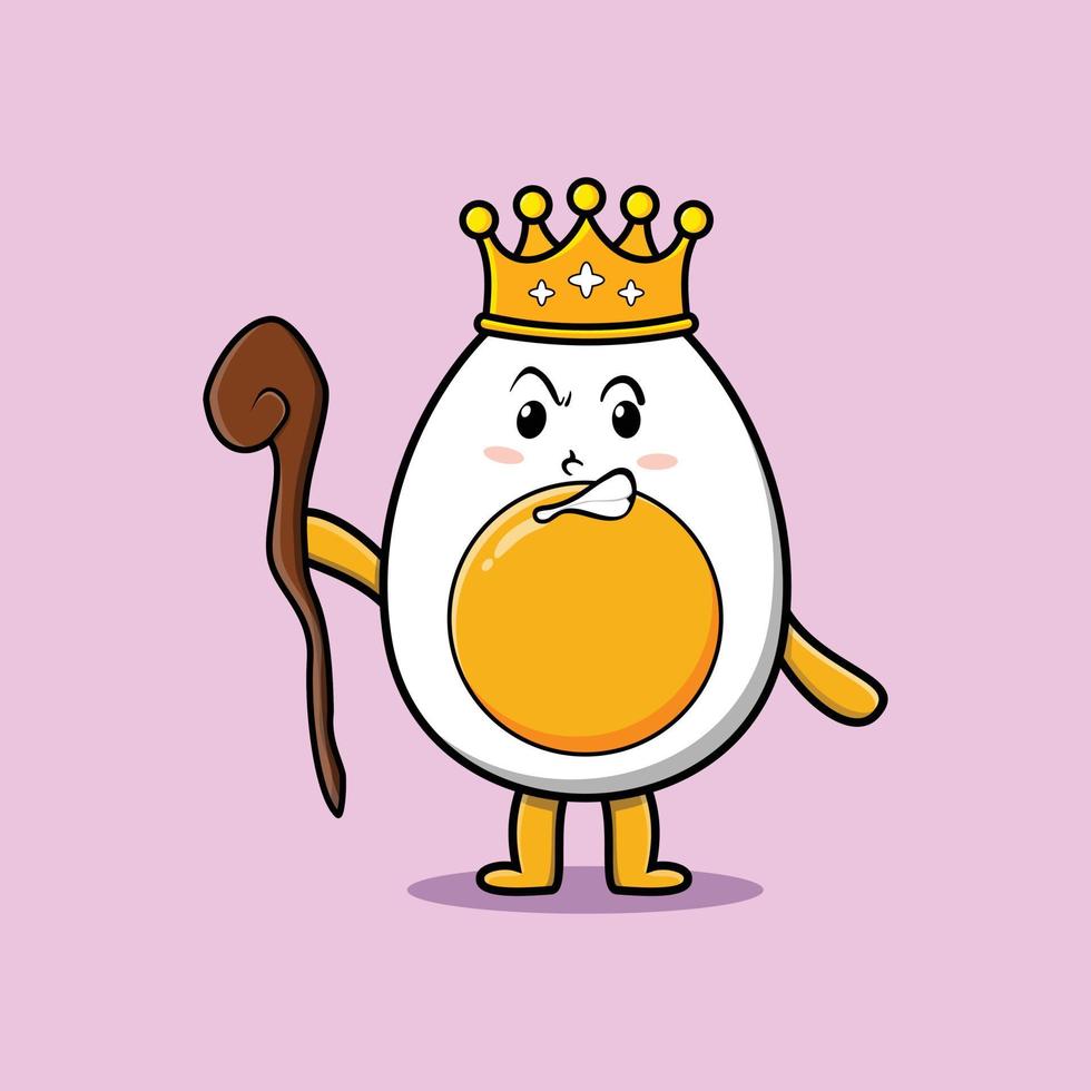Cute cartoon boiled egg character with happy expression in modern style design vector