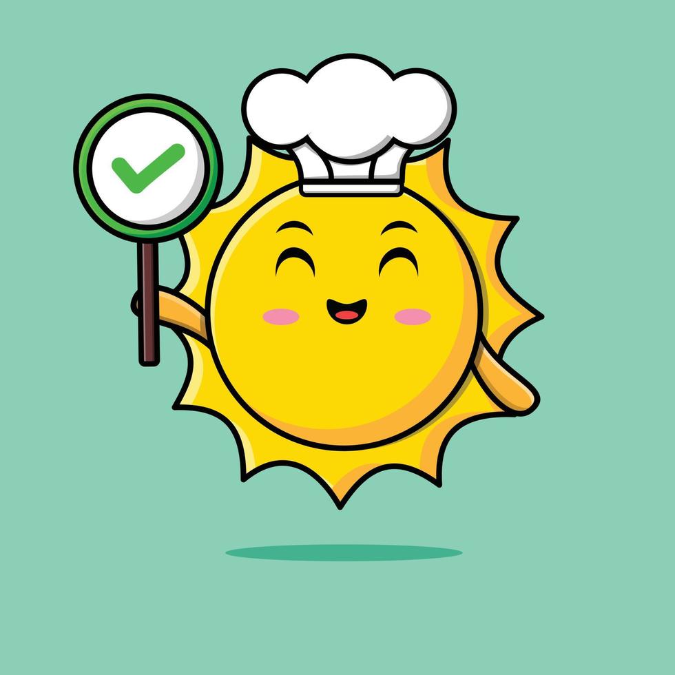 Cute cartoon sun character with happy expression in modern style design vector