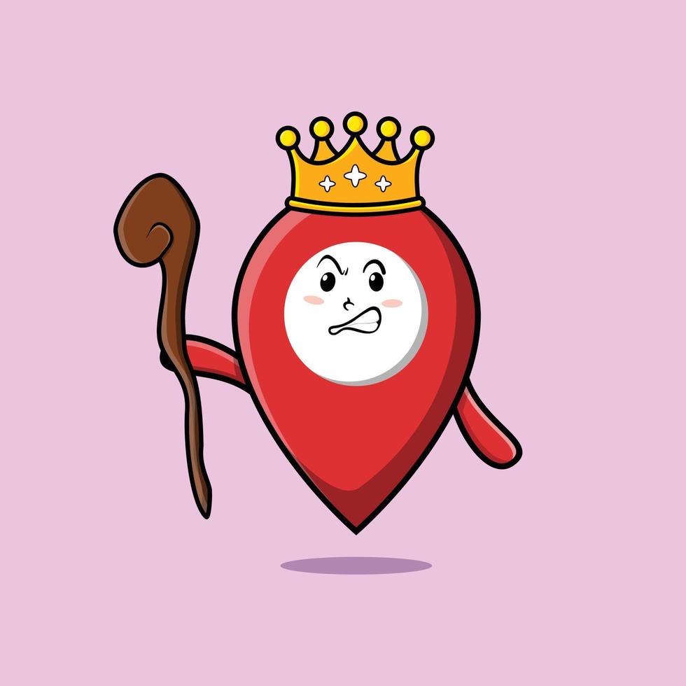 cartoon pin location wise king with golden crown vector