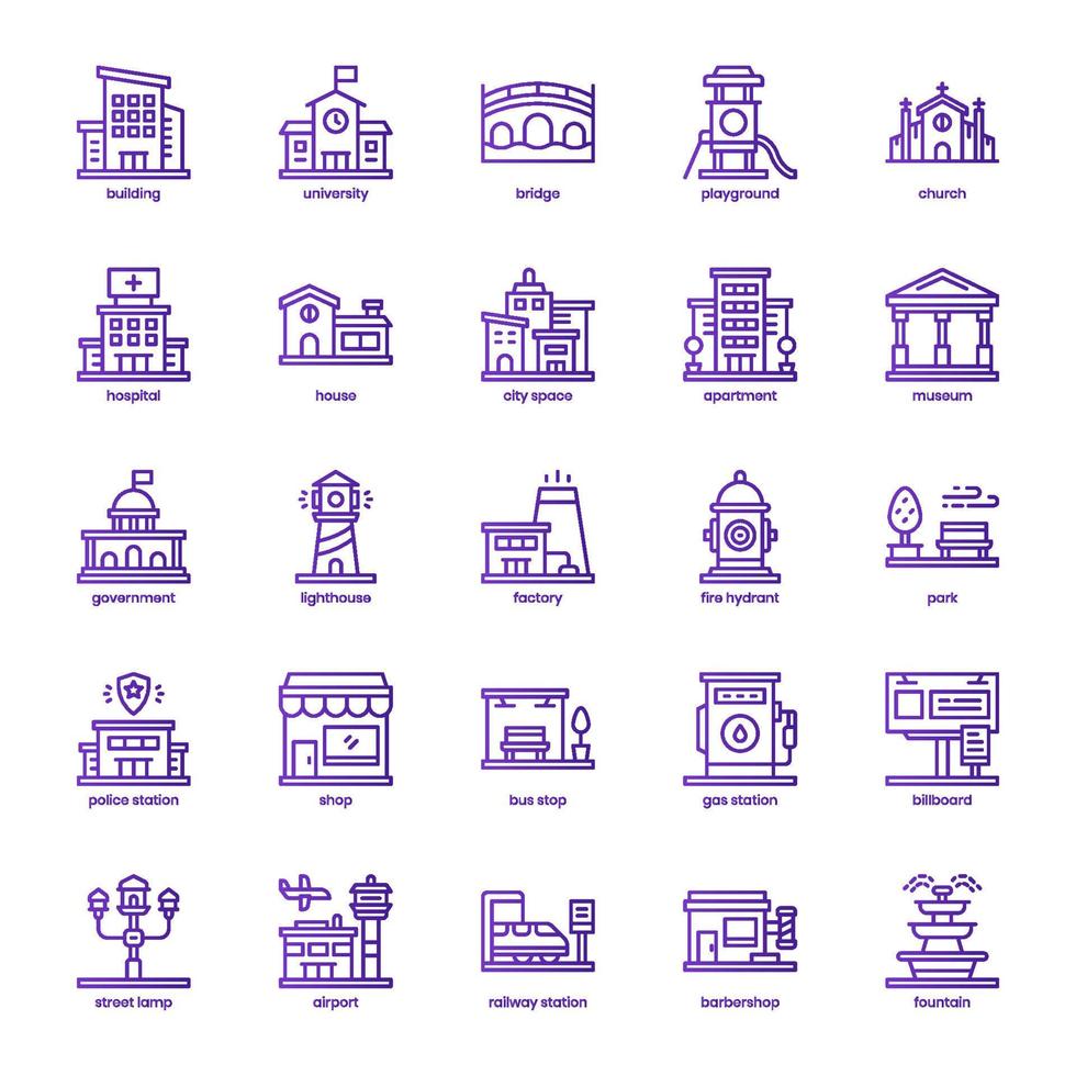 City Element icon pack for your website design, logo, app, UI. City Element icon basic line gradient design. Vector graphics illustration and editable stroke.