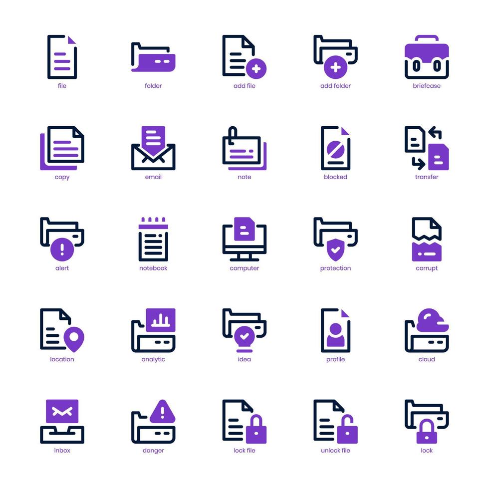 File and Folder icon pack for your website design, logo, app, UI. File and Folder icon mix line and solid design. Vector graphics illustration and editable stroke.