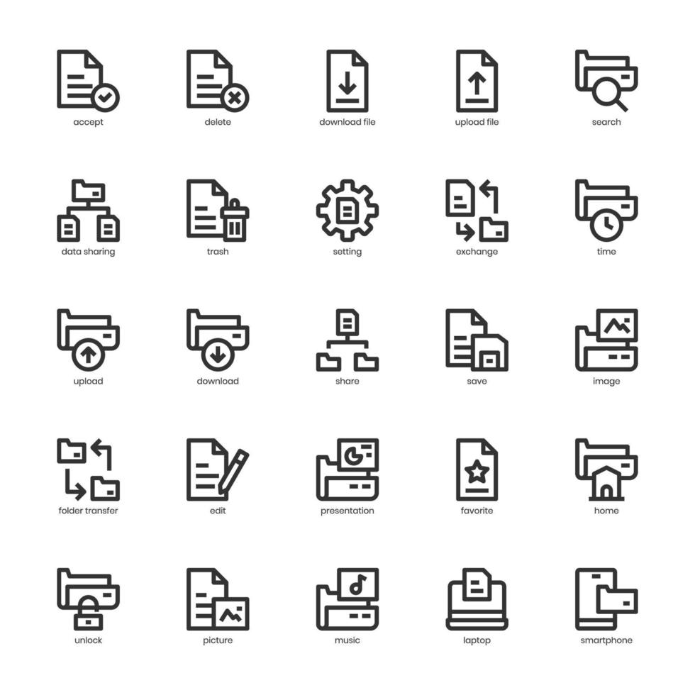 File and Folder icon pack for your website design, logo, app, UI. File and Folder icon outline design. Vector graphics illustration and editable stroke.