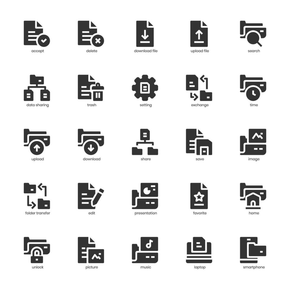 File and Folder icon pack for your website design, logo, app, UI. File and Folder icon glyph design. Vector graphics illustration and editable stroke.