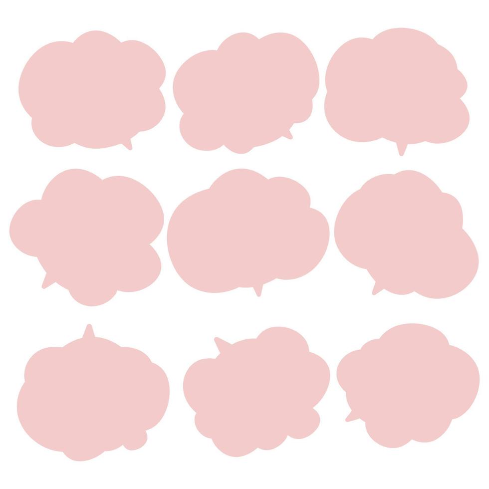 Set speech bubbles on white background. chat box and doodle message or communication icon Cloud speaking for comics and minimal message dialog vector