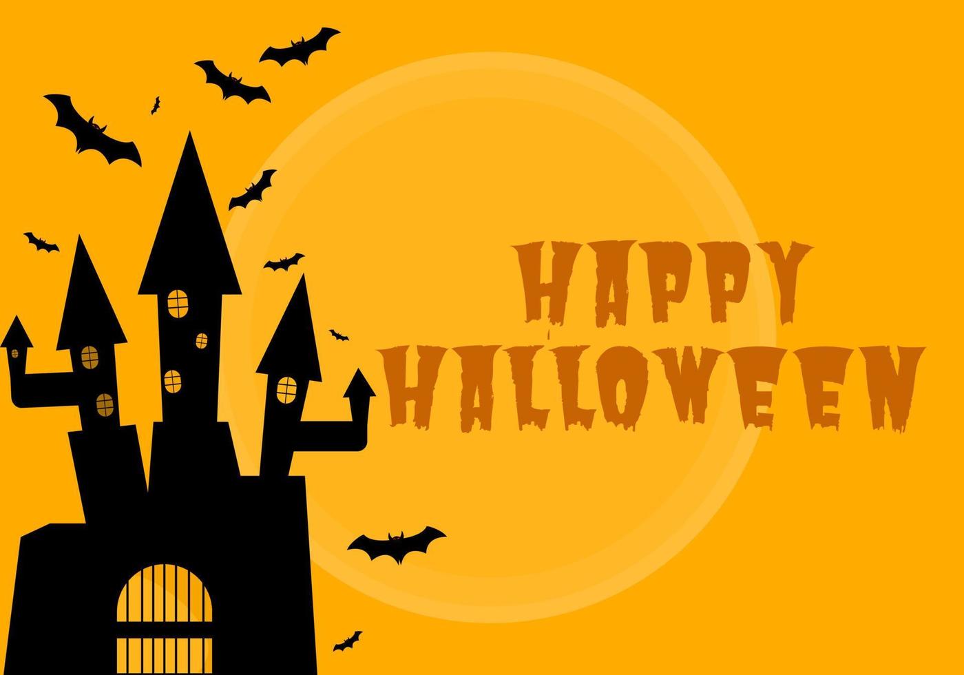 Halloween background. Haunted castle among cemeteries on a full moon night. There is a copy space for Insert letters vector