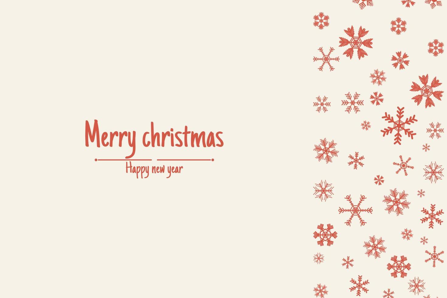 fondo de navidad, decoración de copos de nieve rojos en tonos suaves, completo con tarjetas de felicitación de navidad y feliz año nuevo. vector