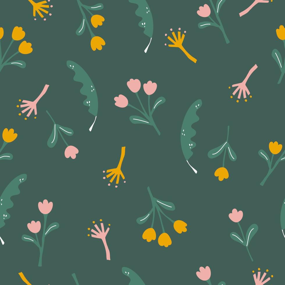 70s Retro Floral Seamless Pattern. 60s and 70s Aesthetic Style. vector