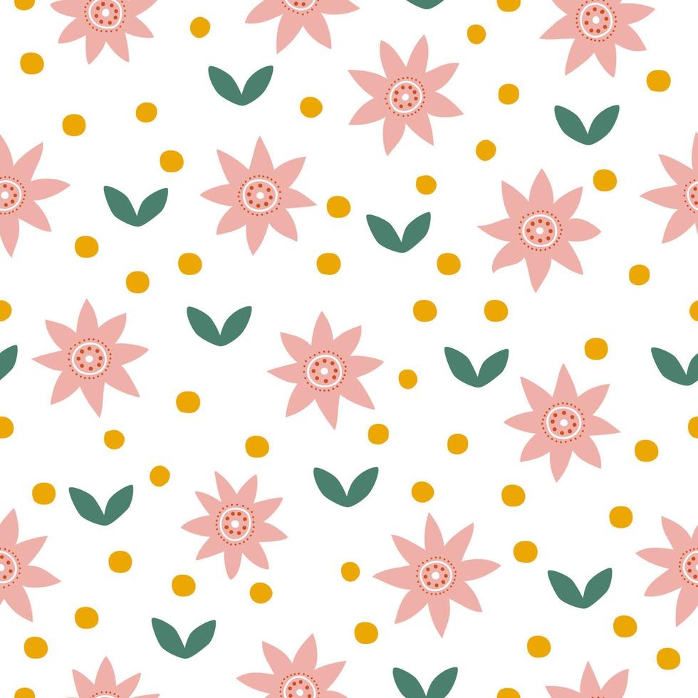 patrones abstractos juguetones sin costuras con flores de margarita maravillosas vintage. diseño de superficie de fondo de vector floral retro, textil, papelería, papel de regalo, cubiertas. estilo años 60, 70, 80