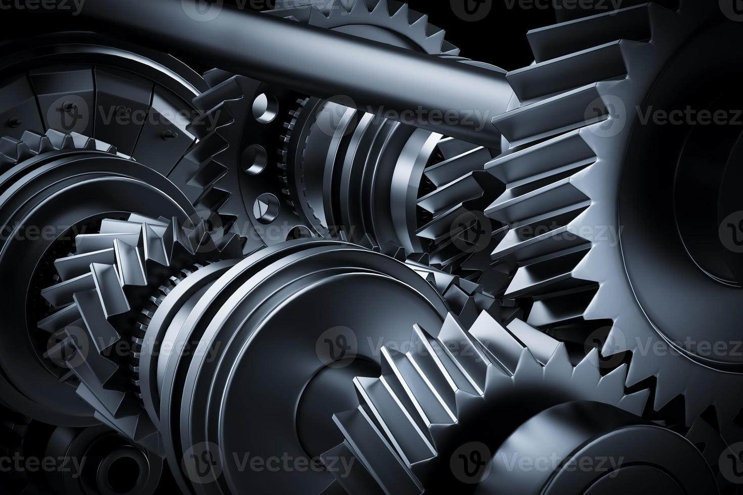 Motor, engine close-up. Gears, cogwheels, real engine elements photo