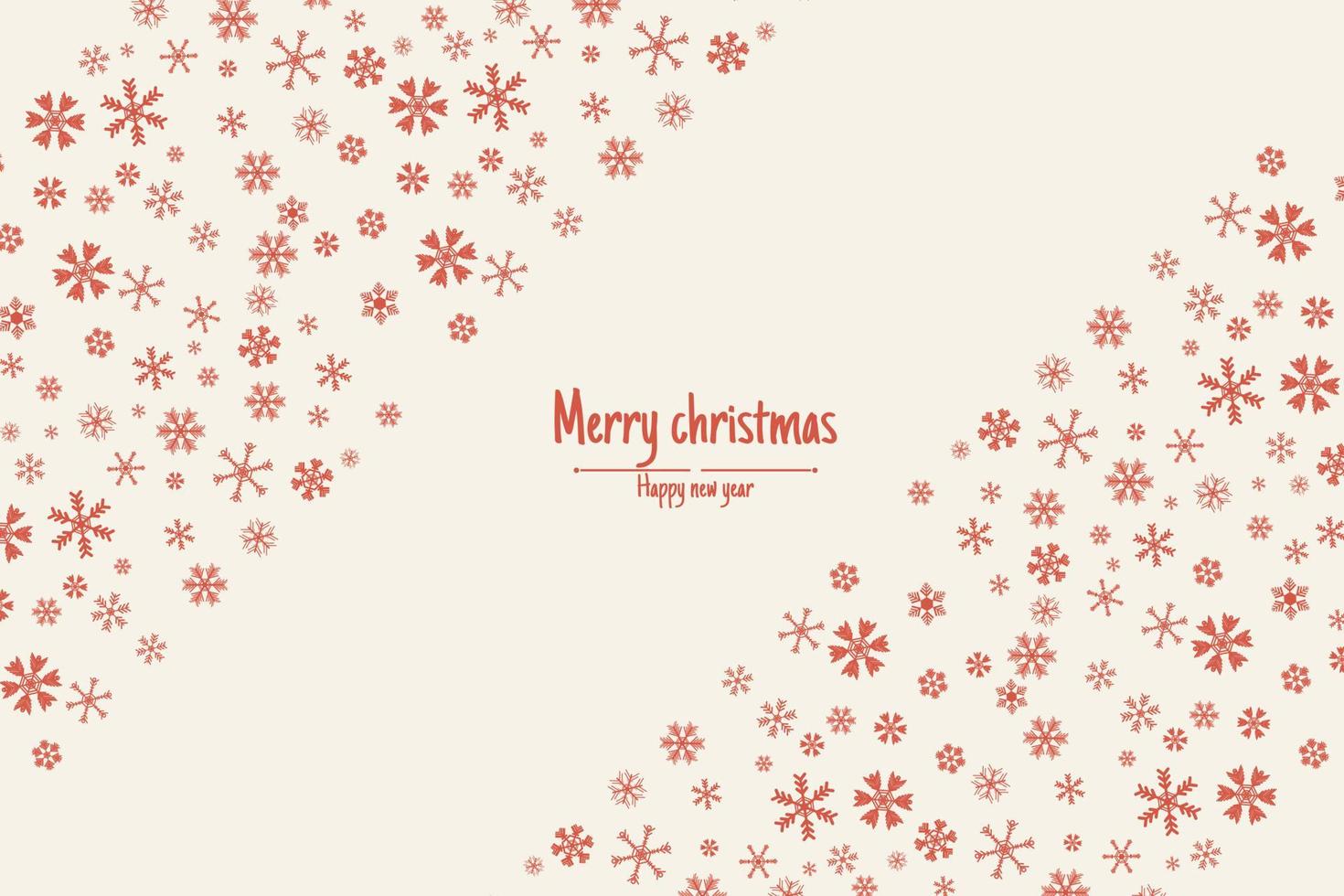 Christmas background, red snowflakes decoration on soft tones, complete with Christmas and Happy New Year greeting cards. vector