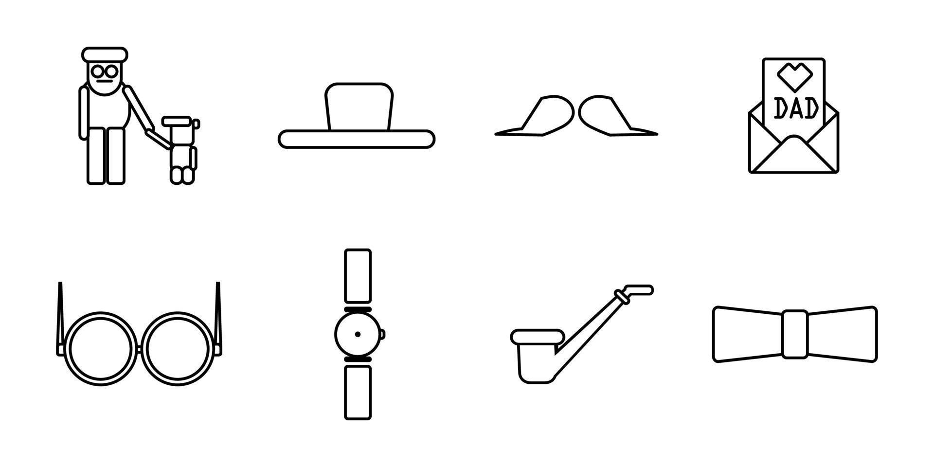 vector outline icon set father's day on white background