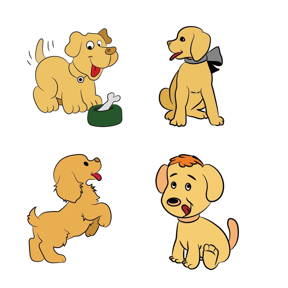 conjunto de ilustración de perro. vector