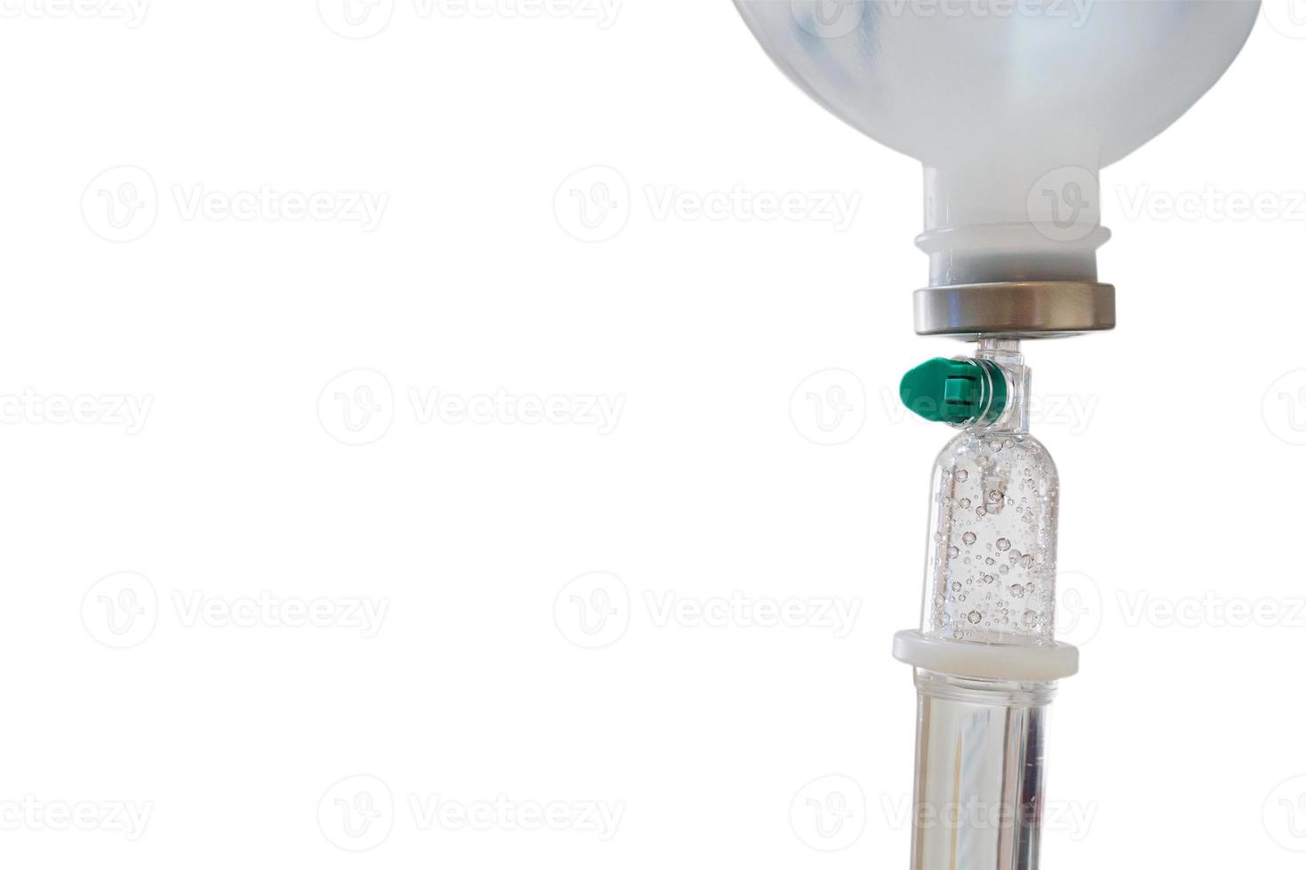 Medical intravenous IV drip isolated on white background photo