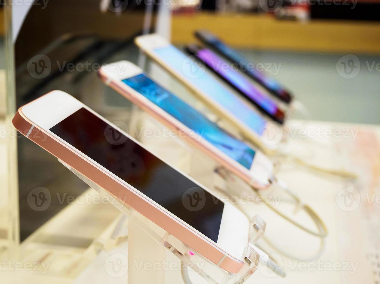 mobile smartphone in electronic store photo