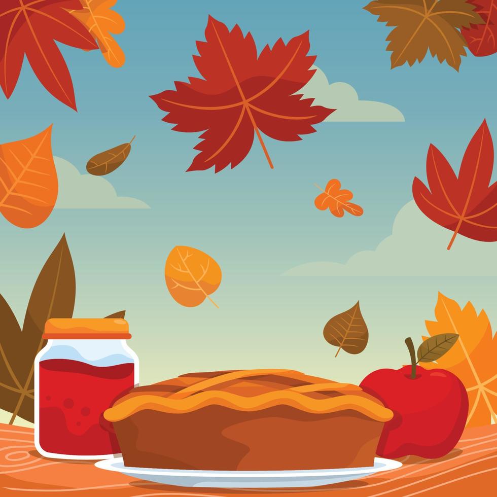 Apple Pie Below Fallen Leaves vector