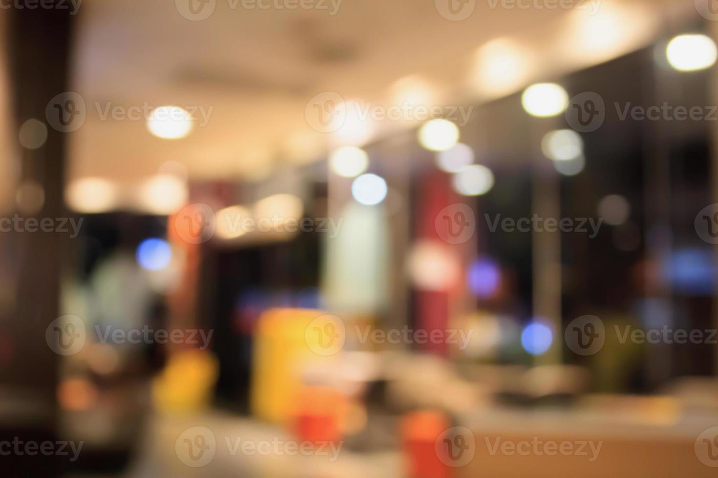 Coffee shop cafe blurred background with bokeh photo