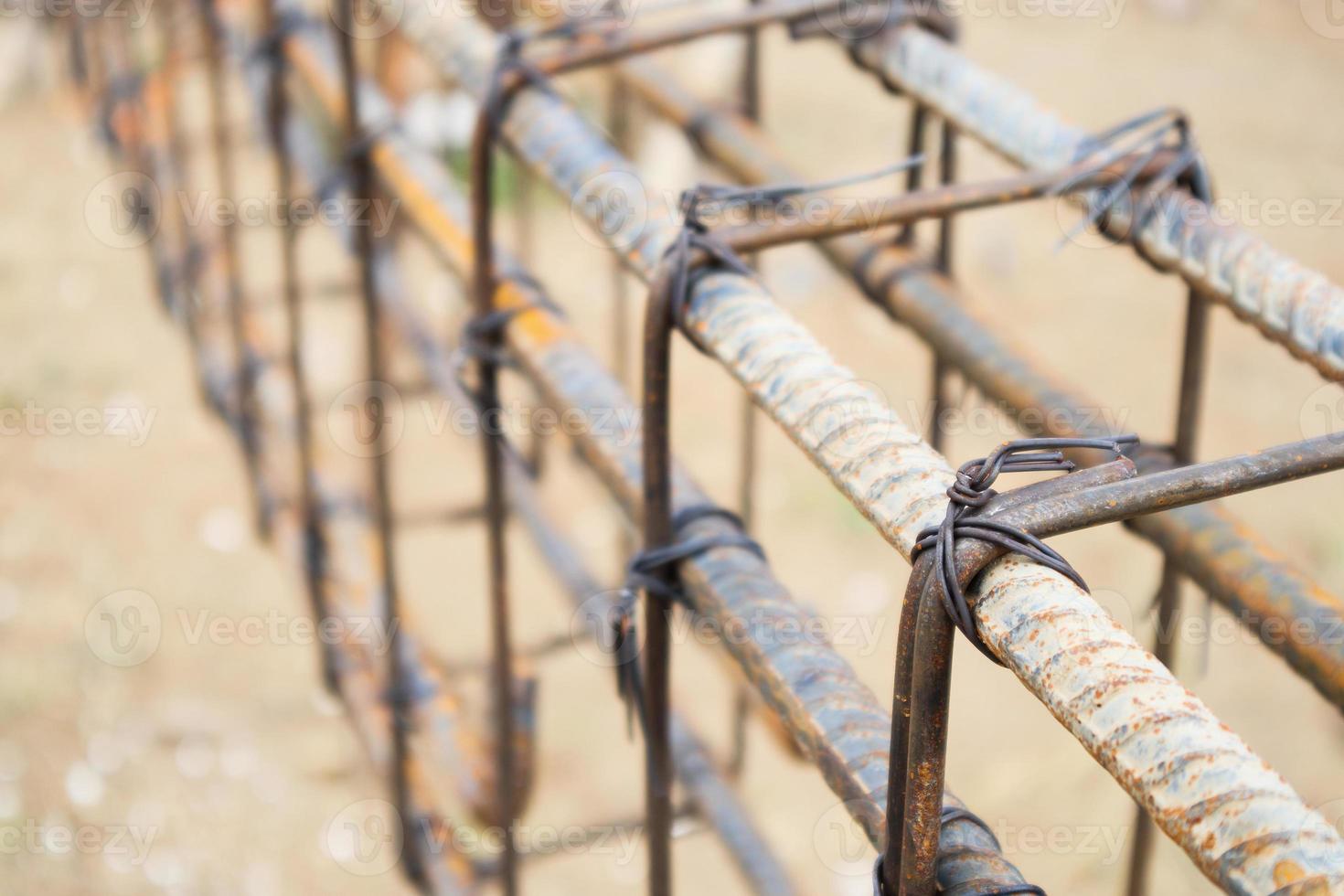 New House building construction site with rebar steel to reinforced concrete photo