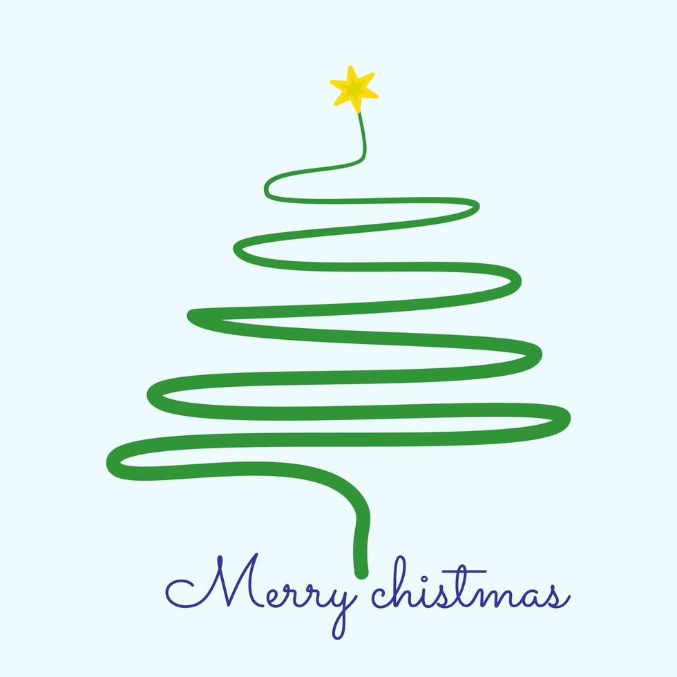 Vector Christmas tree, a single line style symbolizes Christmas, a Christmas greeting concept.