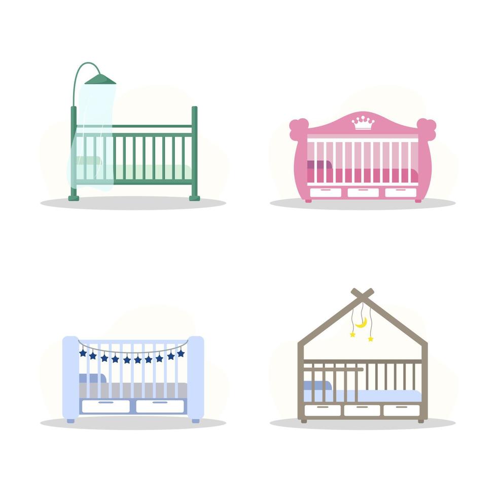 Set of cot icons. Simple element from baby things icons collection. Creative baby cradle for ui, ux, apps, software and infographics. Vector illustration in flat style.