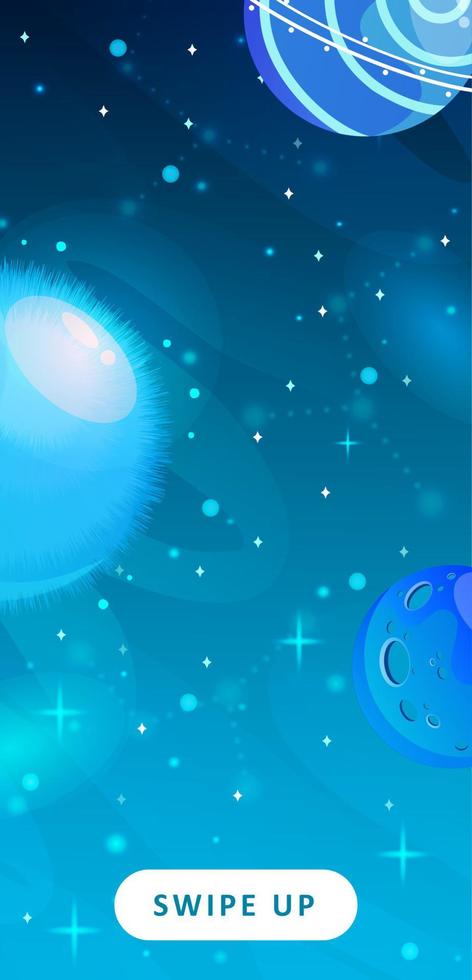 Stories template. Space background with cartoon fantasy planets. Mobile backdrop. Space background. Fantasy planets. Colorful universe. Game design. Fantasy space planets for ui galaxy game. vector