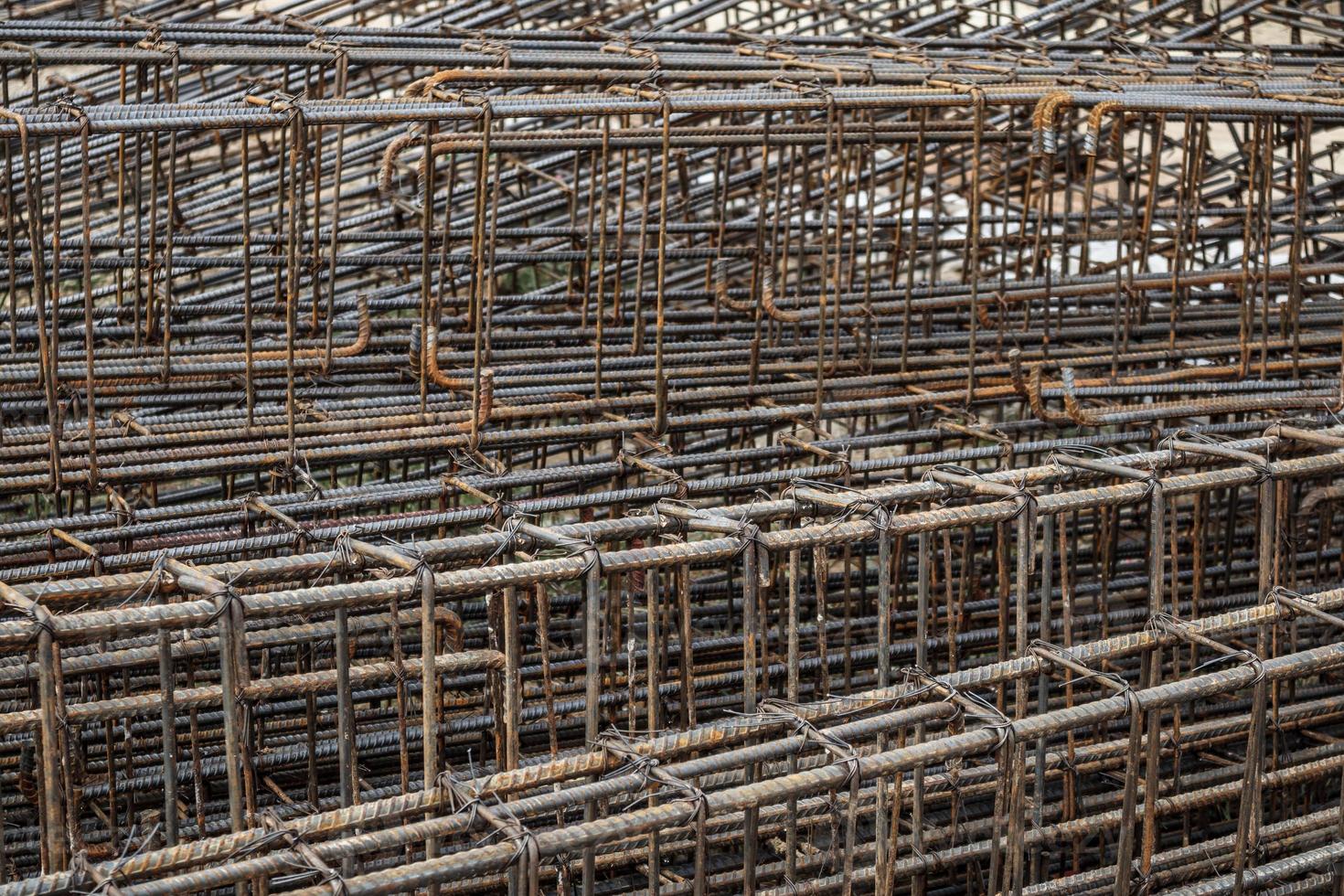 steel rebar for reinforced concrete at building construction site photo