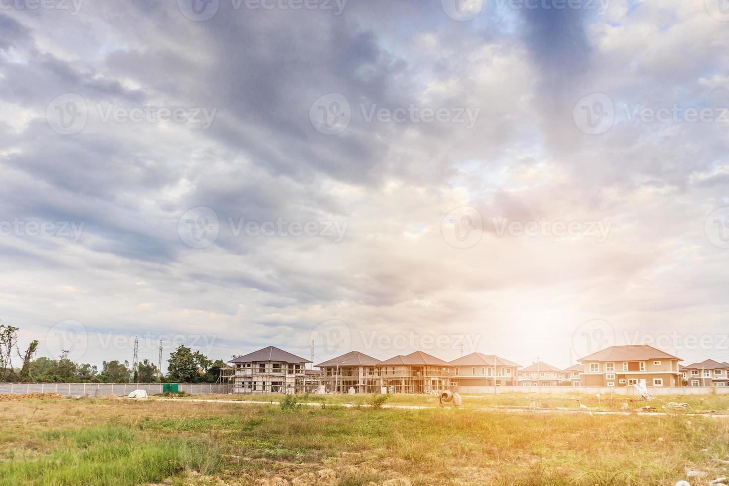 New house under construction at building site photo