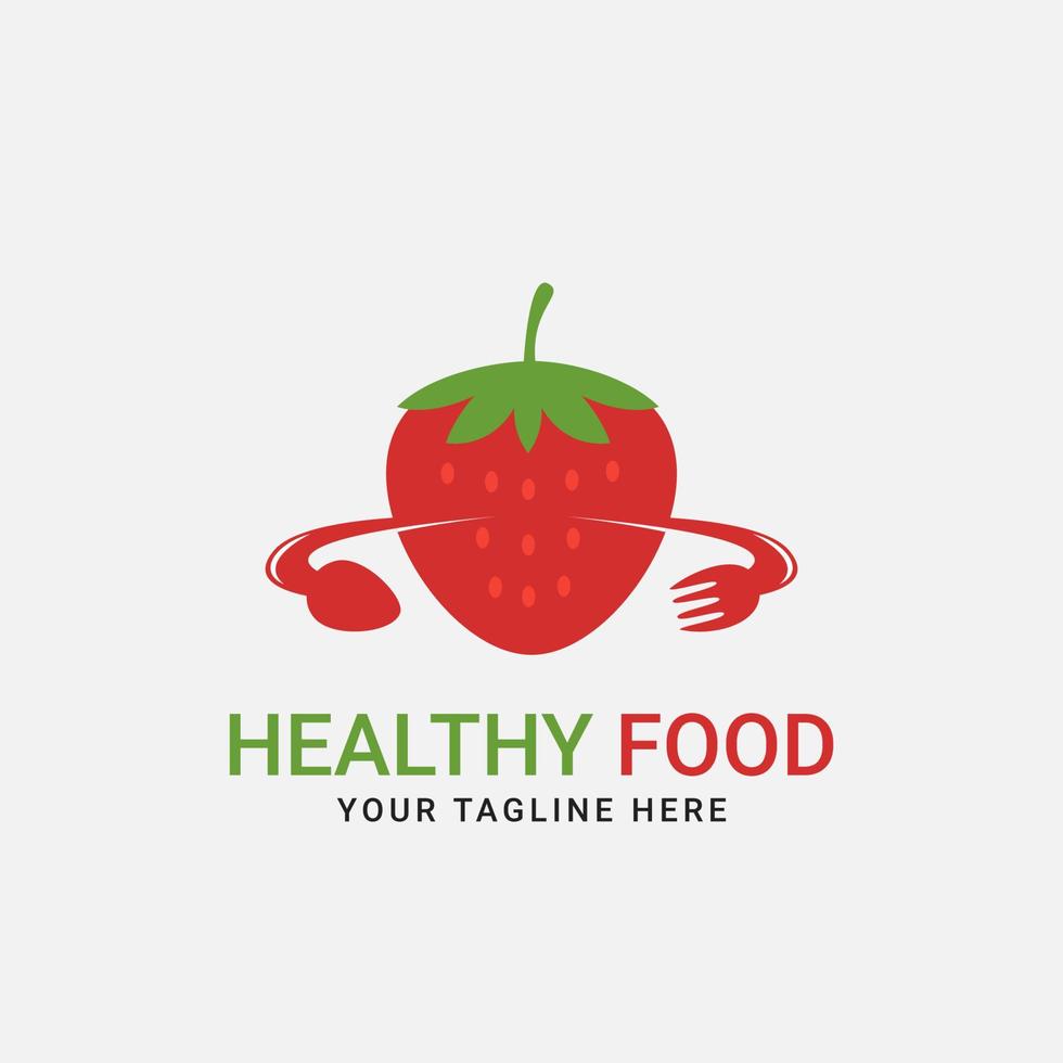 Vector Design Logo of a Healthy Food Concept With a Strawberry Icon