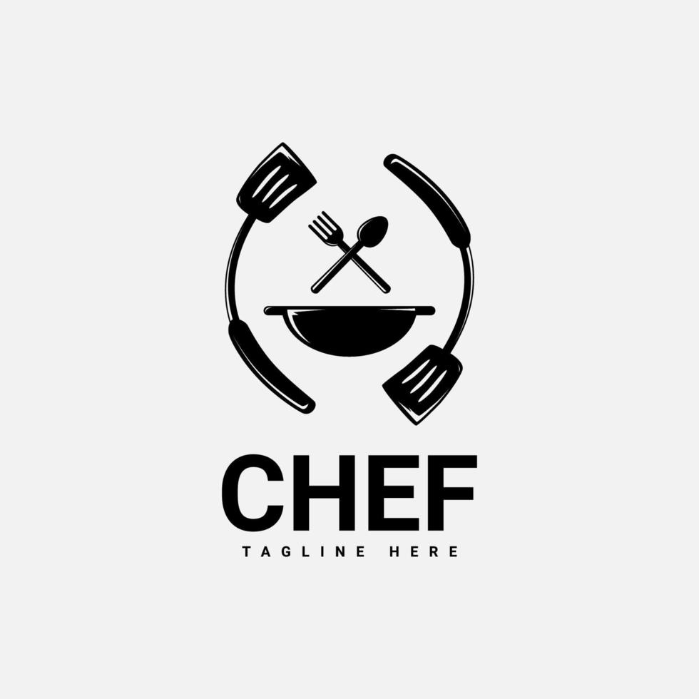 diseño vectorial de un logotipo de chef negro, adecuado para aquellos a los que les gusta cocinar vector