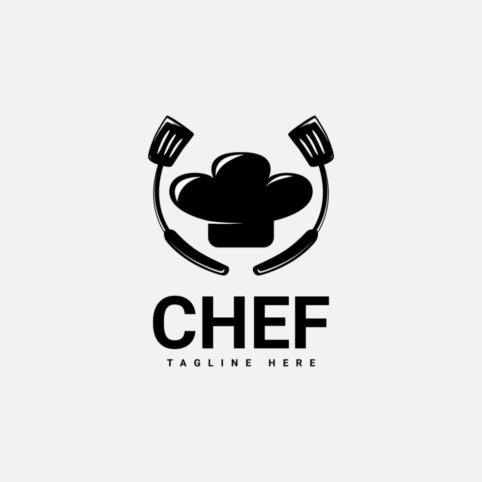 diseño vectorial de un logotipo de chef negro, adecuado para aquellos a los que les gusta cocinar vector