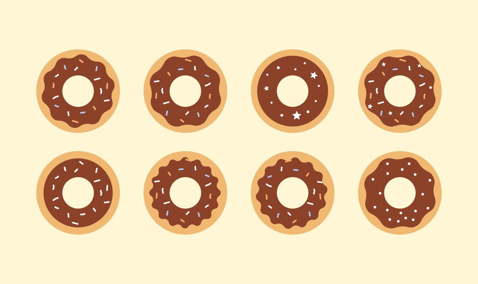 set of chocolate donuts vector