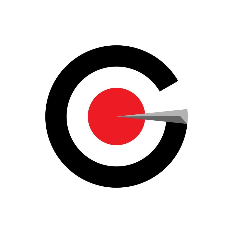 G target logo. Initials G combined with the target board right in the middle of the target. vector