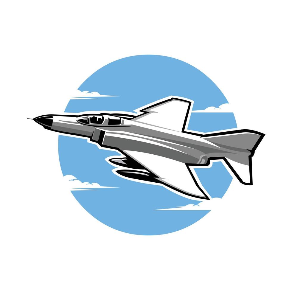 Ilustración de vector de avión de combate americano premium 80's