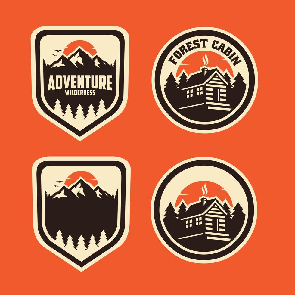 Adventure Outdoor Camping Emblem Bundle Set Logo Design Template vector