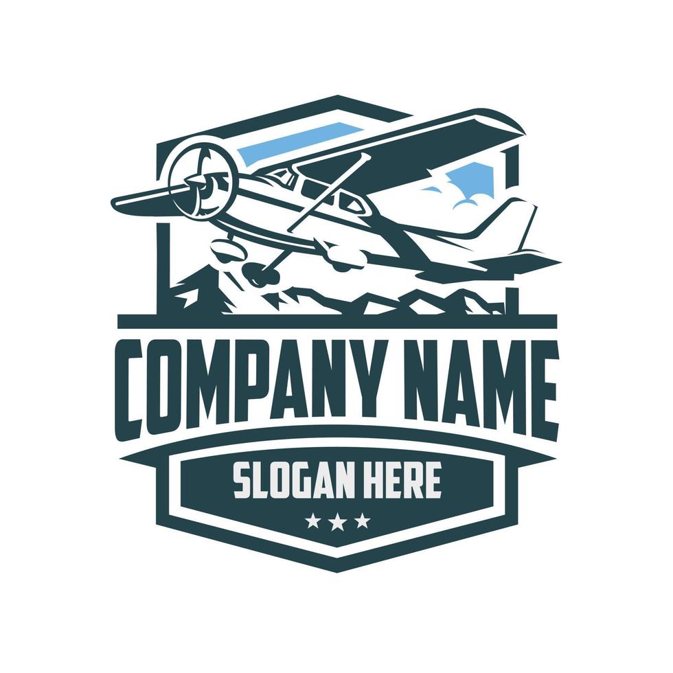 Premium Private Plane Rental Company Emblem Logo vector