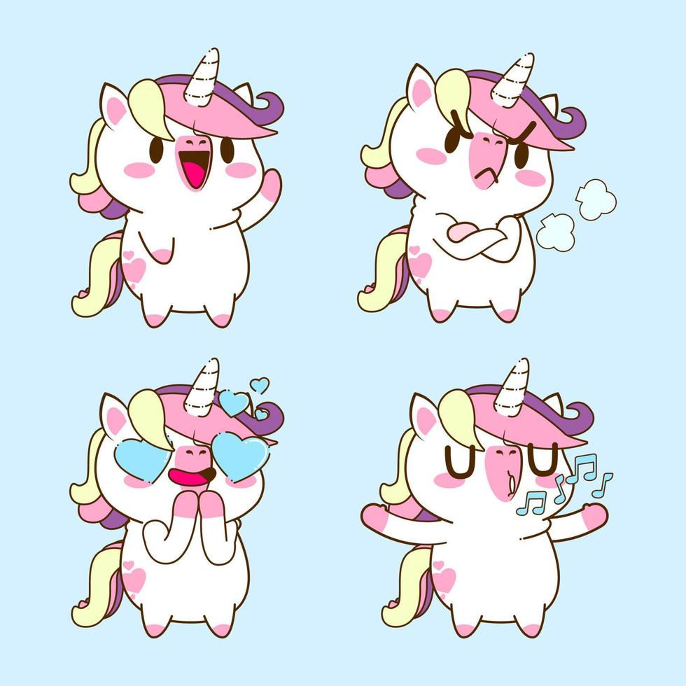 cute unicorn doodle sticker, unicorn illustration vector