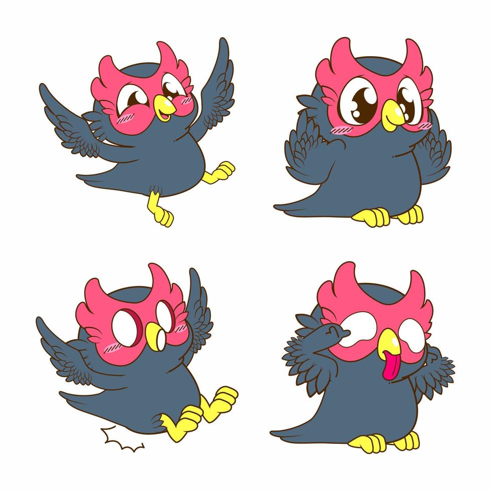 cute owl doodle sticker, owl illustration vector