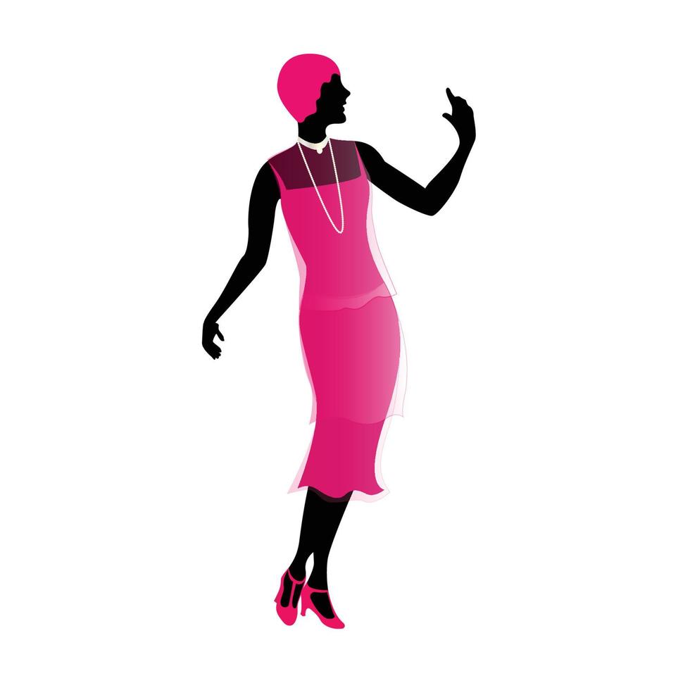 Flapper Girl Silhouette Vector Illustration