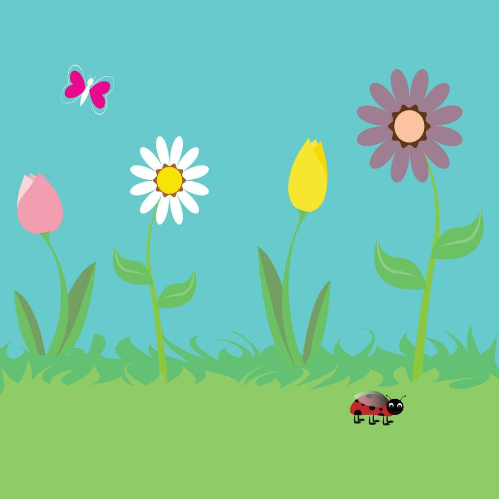 Spring and summer flowers in the garden vector