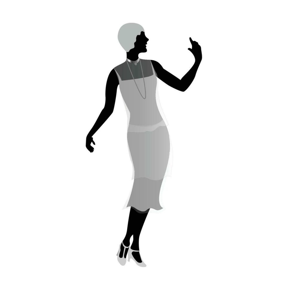 Ilustración de vector de silueta de chica flapper