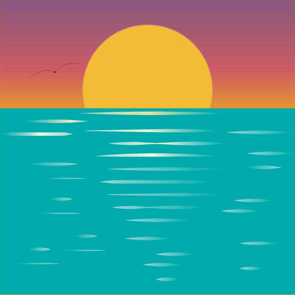 Sunset on the sea vector