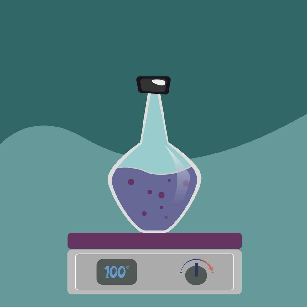 Vector Illustration of Flask on a Plate Stirrer