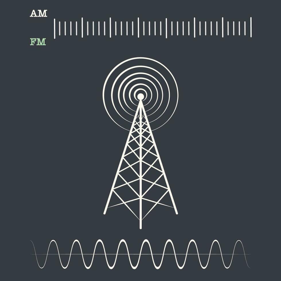 torre de sintonizador de radio y onda vector