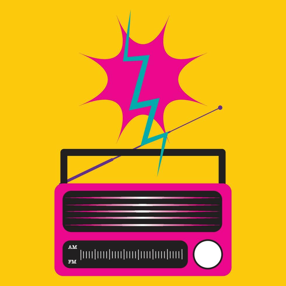 Vector Illustration of Vintage 1980s Handheld Radio