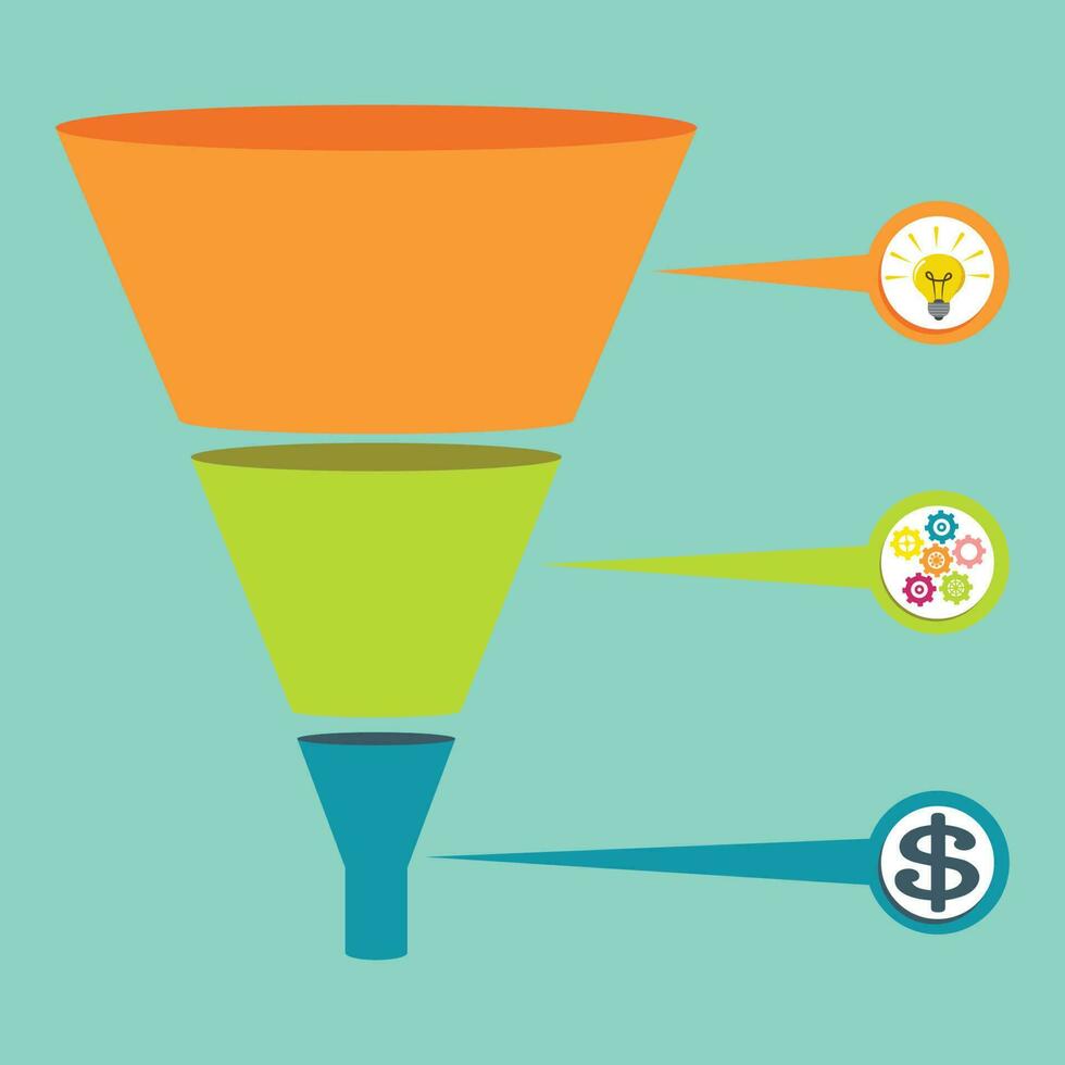 Business and Marketing Funnel Infographic vector