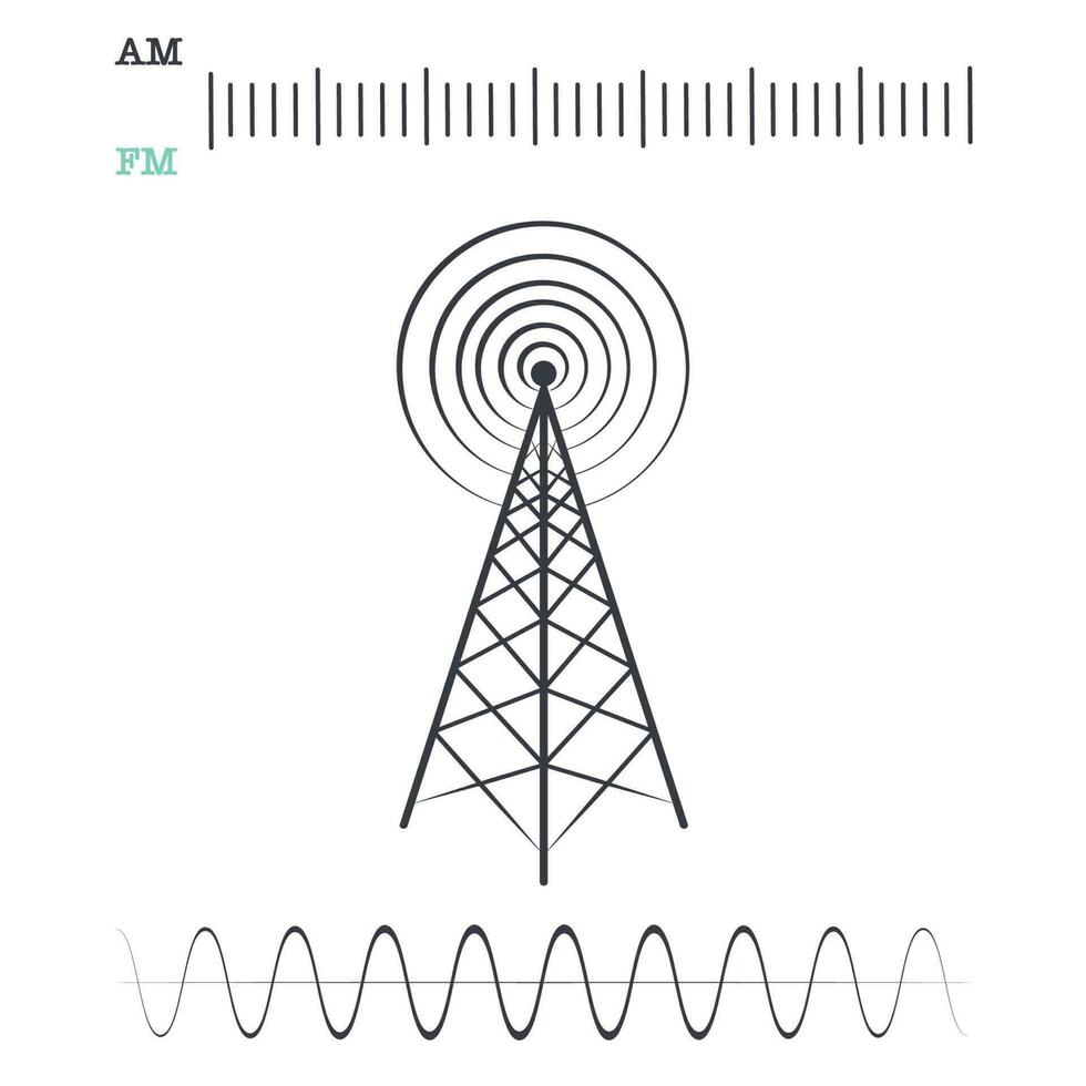 torre de sintonizador de radio y onda vector