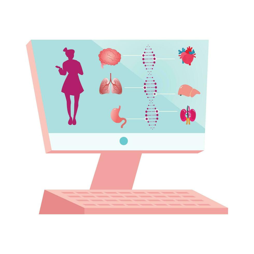 Computer Showing Genetic Health Information vector