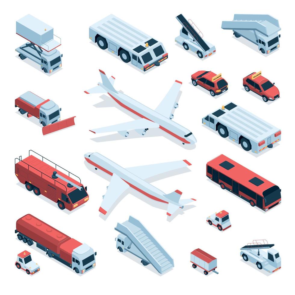 Isometric Airport Transport Collection vector