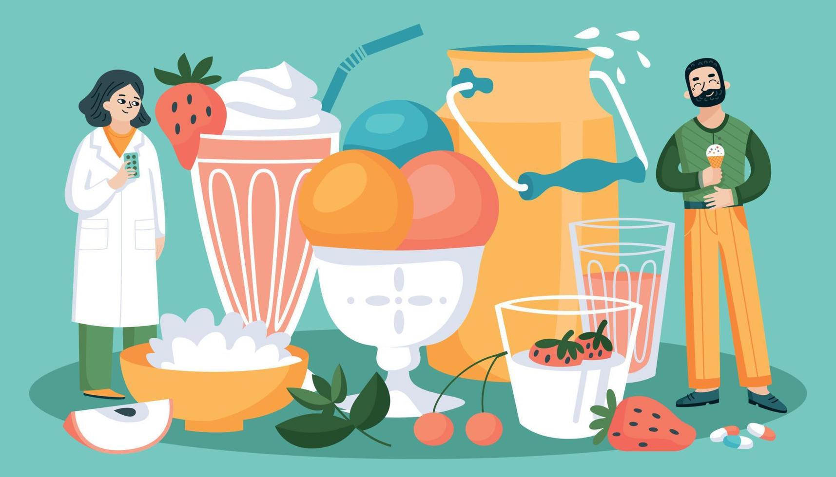 Lactose Intolerant Food Composition vector