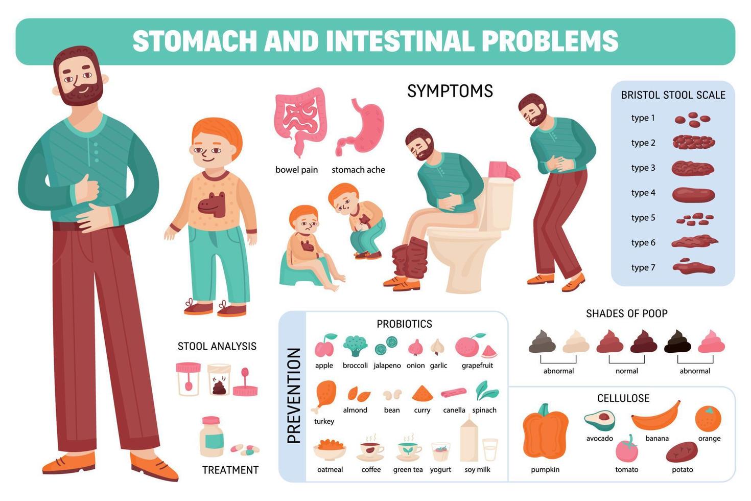 conjunto de infografía de caca de taburete vector